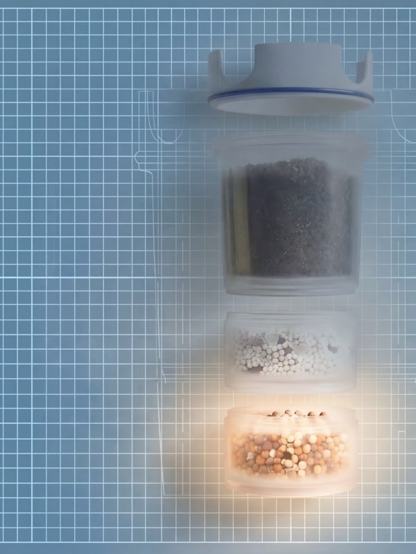 Cartouche filtrante MAUNAWAI K8, le niveau inférieur est mis en évidence visuellement